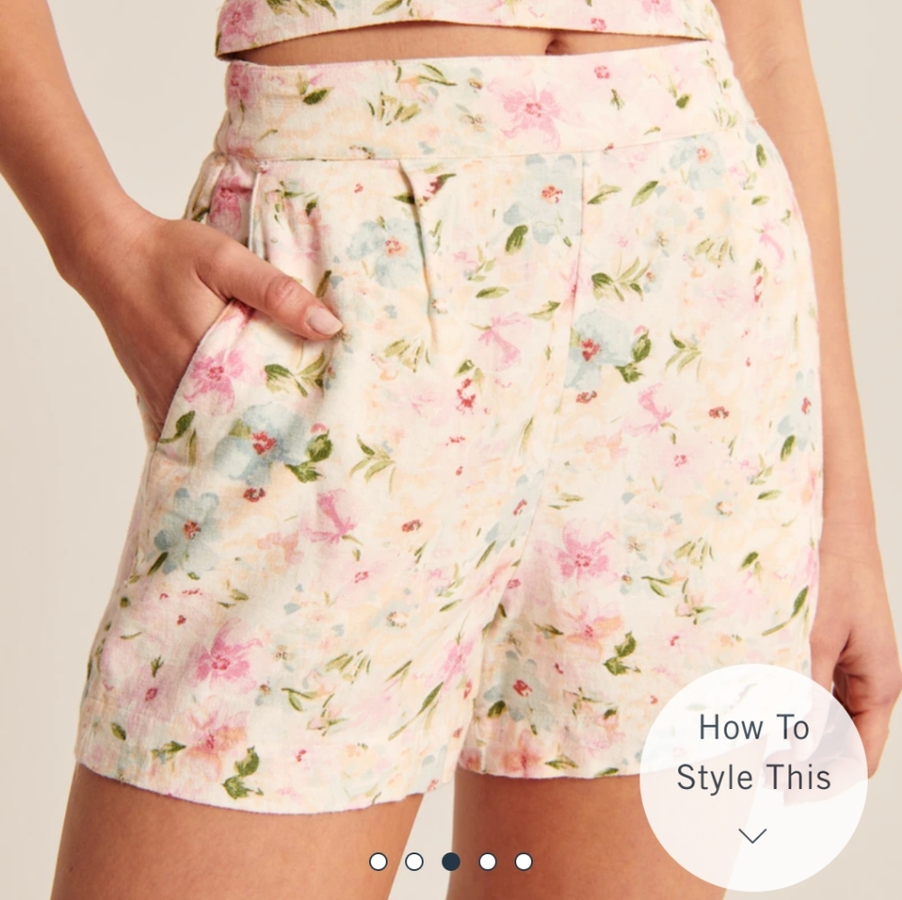 Abercrombie and Fitch Floral Linen Blend Pull-on Shorts Size S
